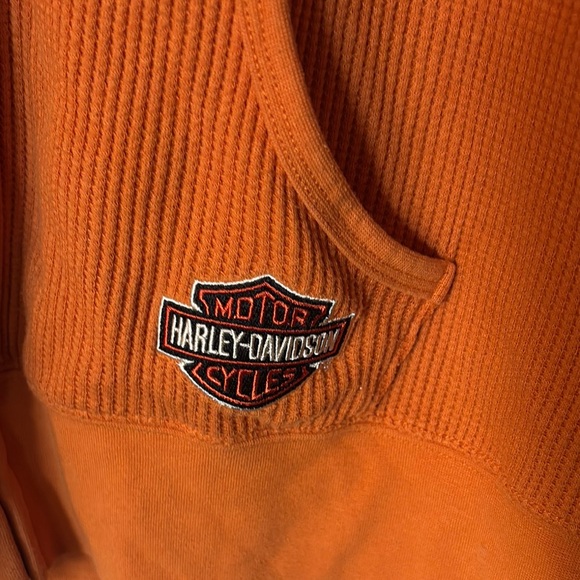 Harley-Davidson Orange Short Sleeve Zip Up Hoodie Size Medium - Picture 5 of 8